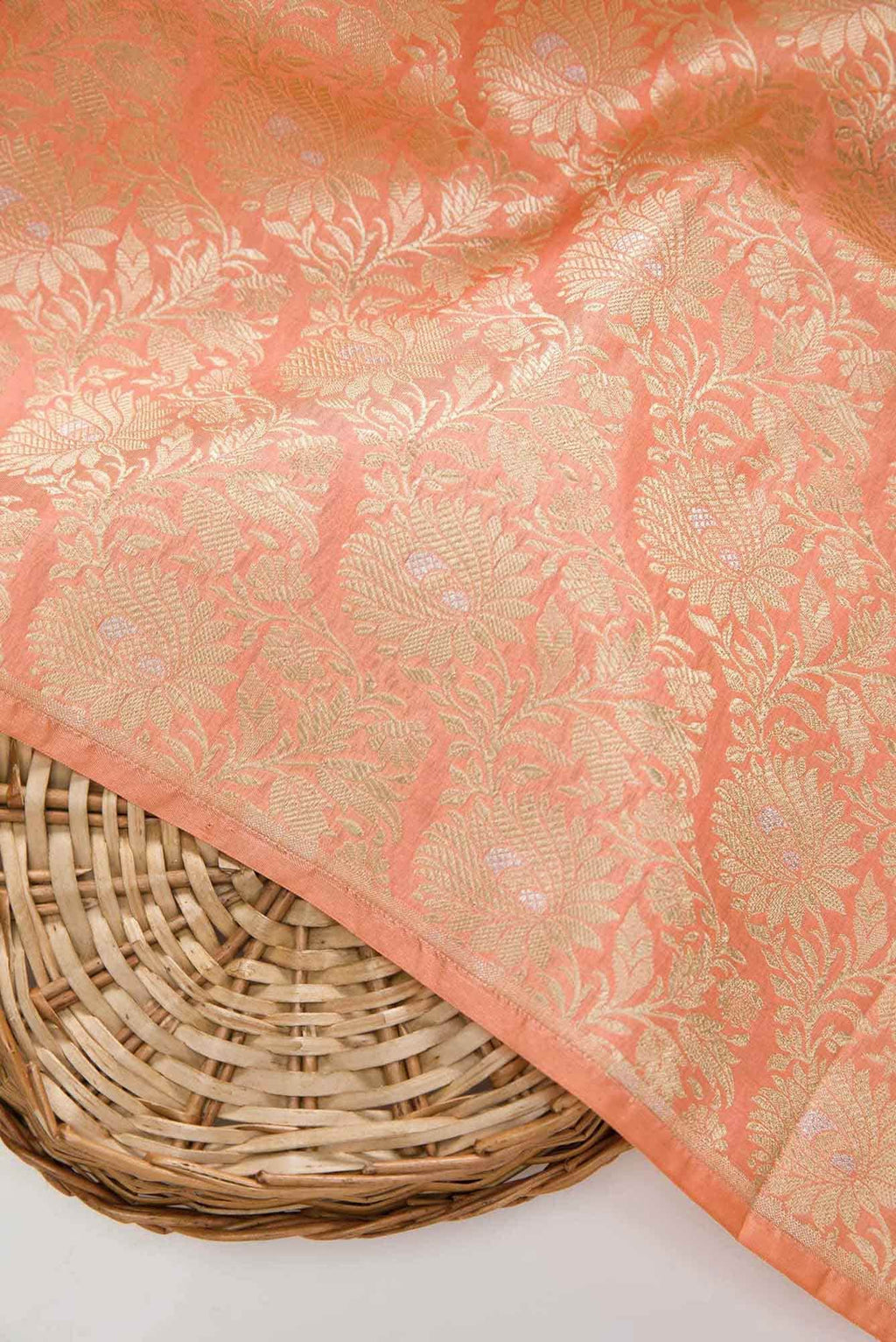 Peach Banarasi Silk Dress Material