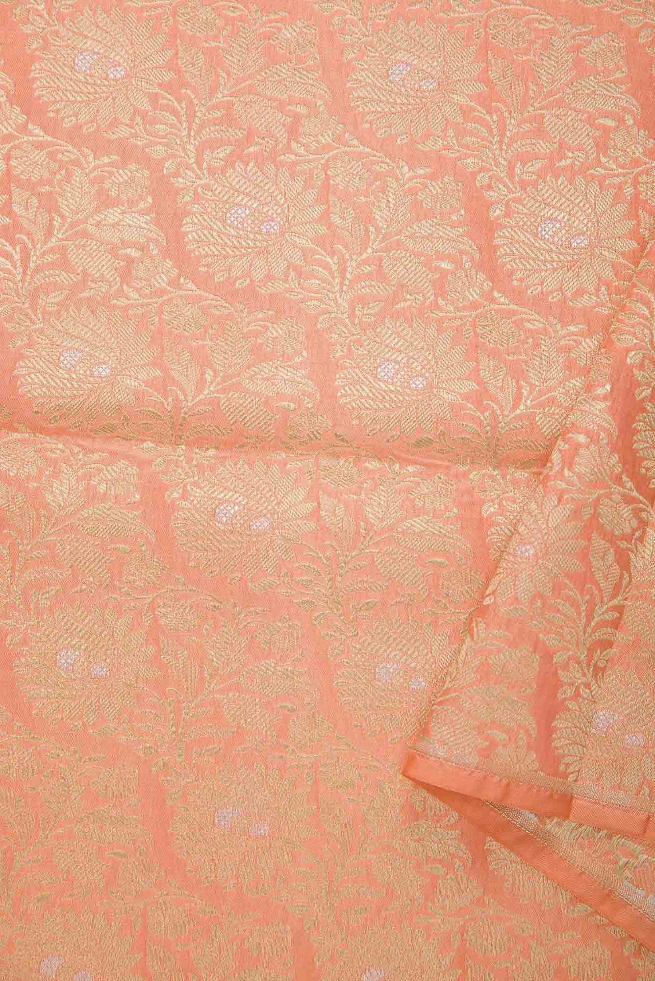 Peach Banarasi Silk Dress Material
