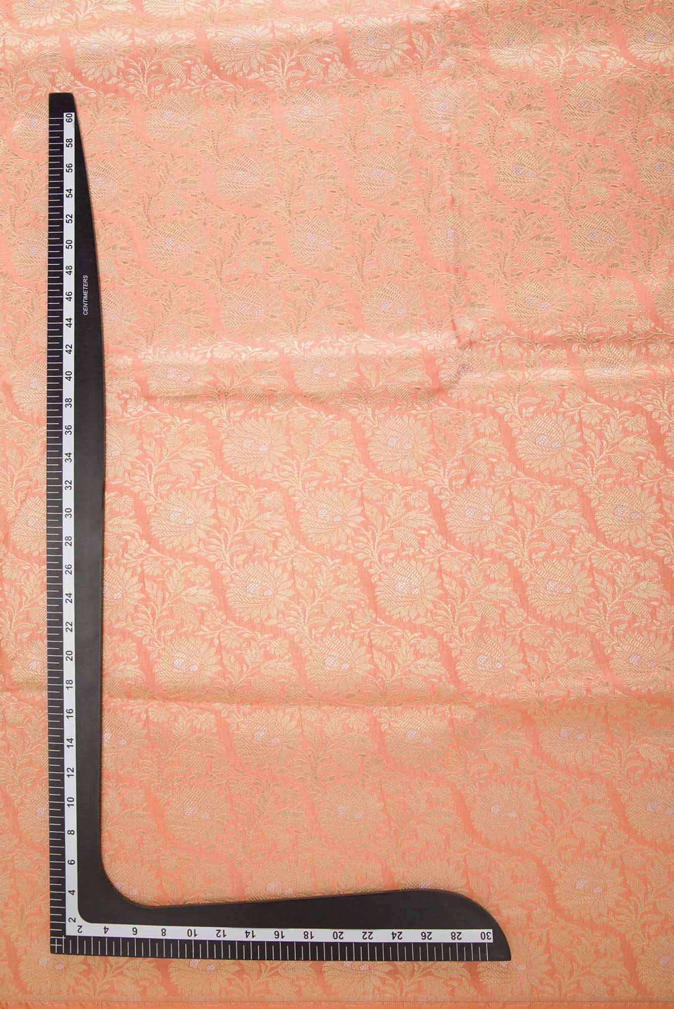 Peach Banarasi Silk Dress Material