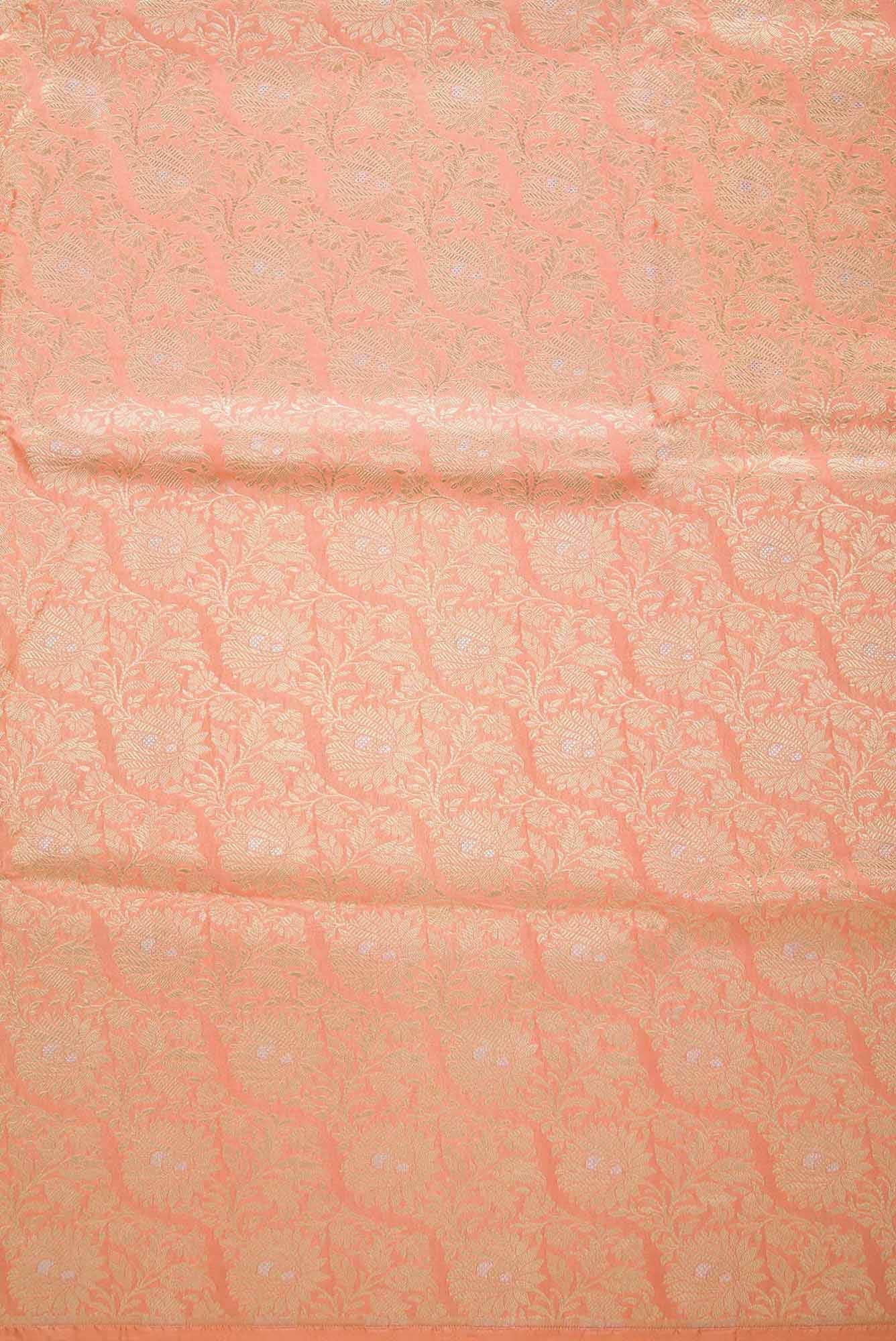 Peach Banarasi Silk Dress Material