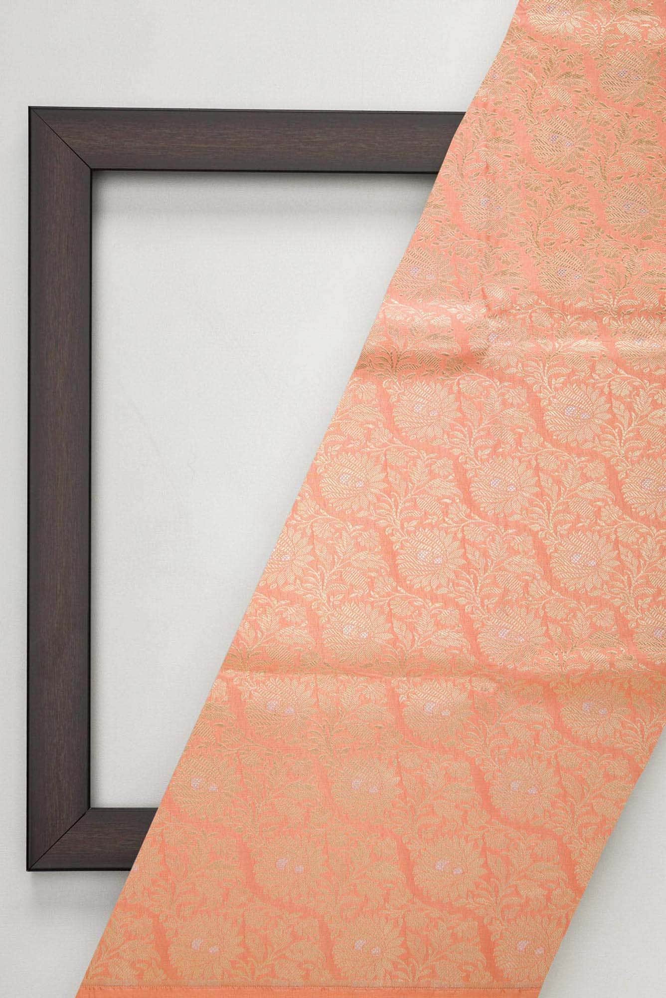 Peach Banarasi Silk Dress Material