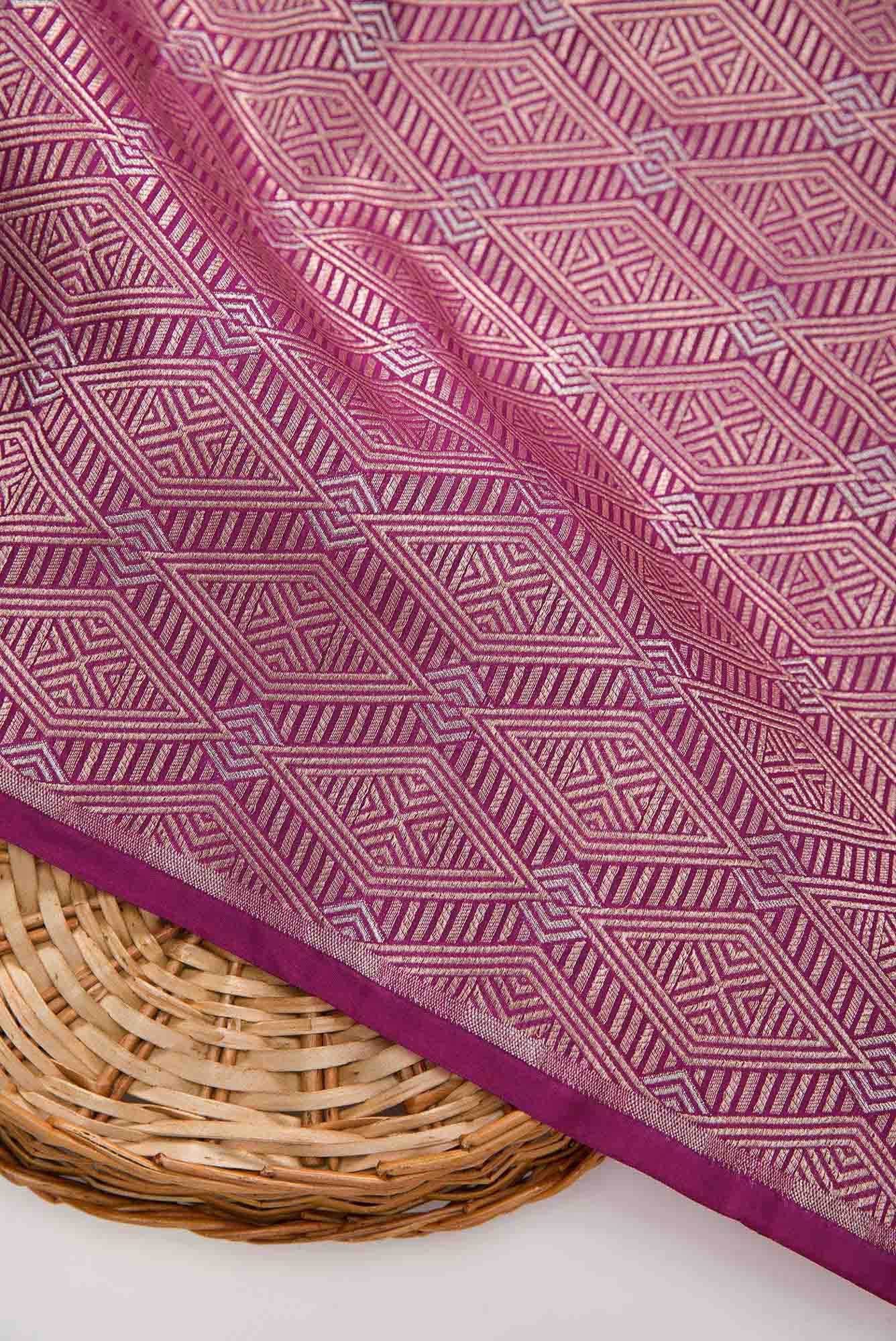 Magenta Banarasi Silk Dress Material