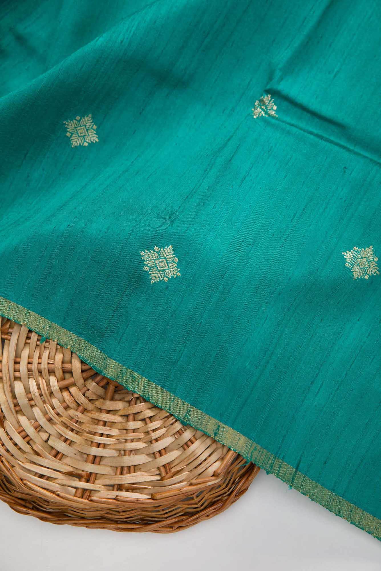 Peacock Blue Raw Silk Dress Material