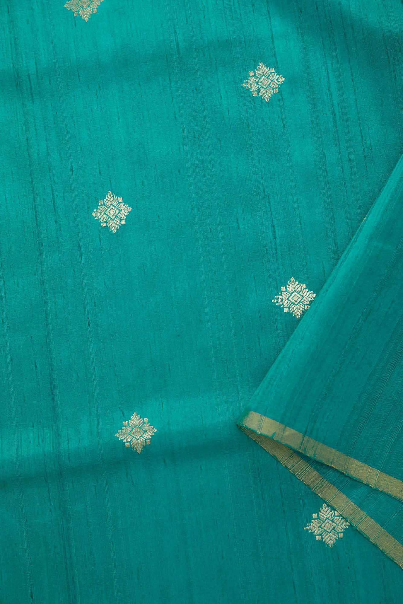 Peacock Blue Raw Silk Dress Material