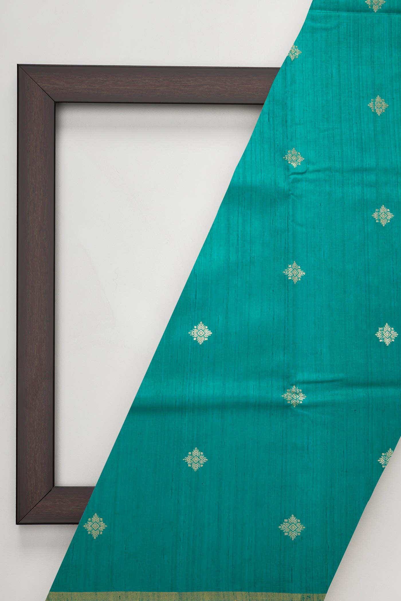 Peacock Blue Raw Silk Dress Material