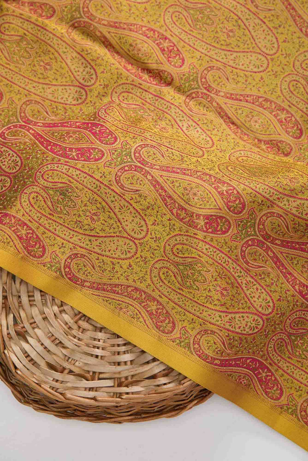 Mustard Banarasi Silk Dress Material