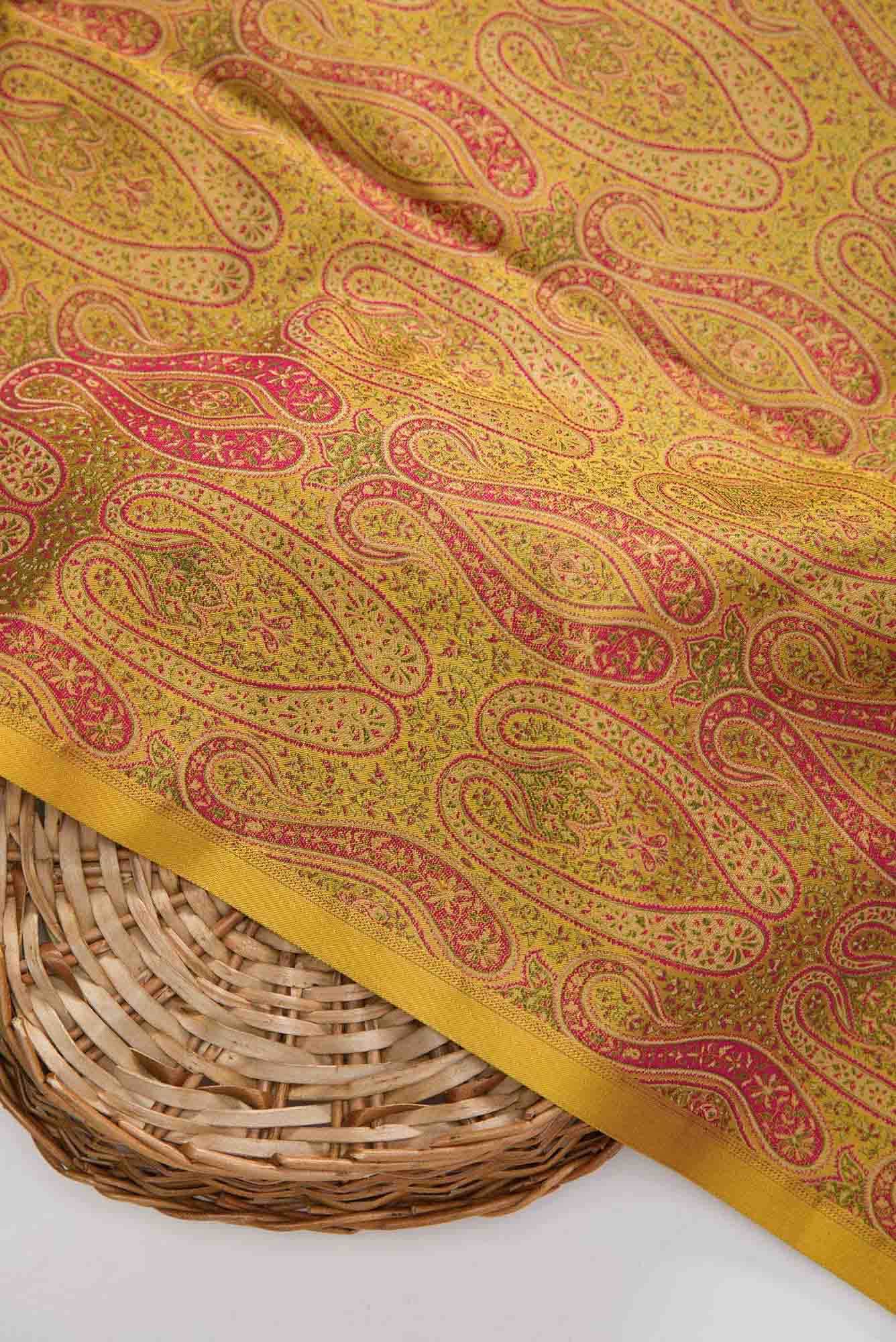 Mustard Banarasi Silk Dress Material