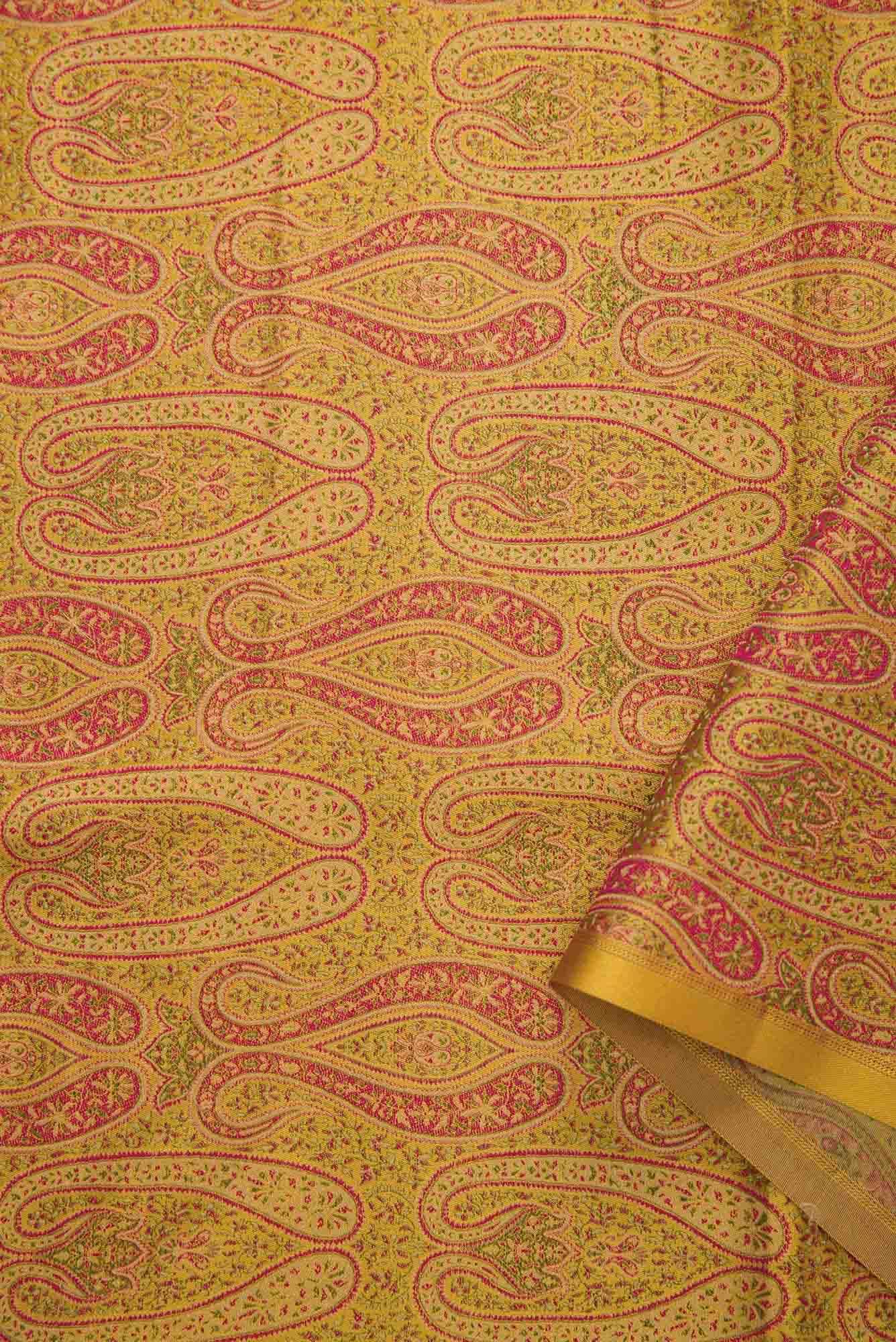 Mustard Banarasi Silk Dress Material