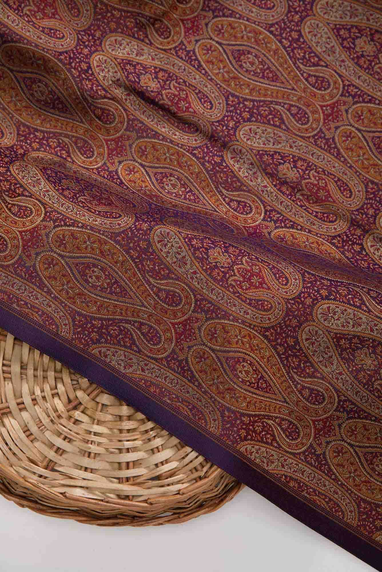 Navy Blue Banarasi Silk Dress Material