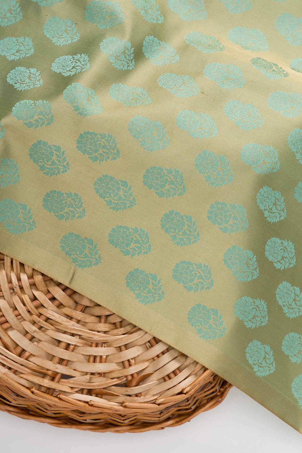 Pista Green Banarasi Silk Dress Material