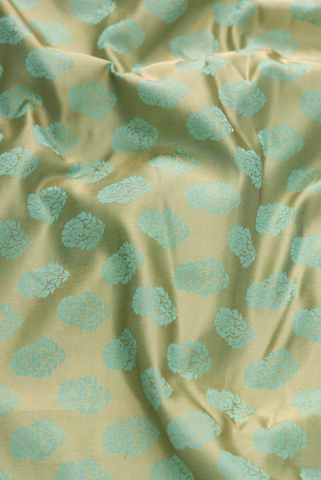Pista Green Banarasi Silk Dress Material