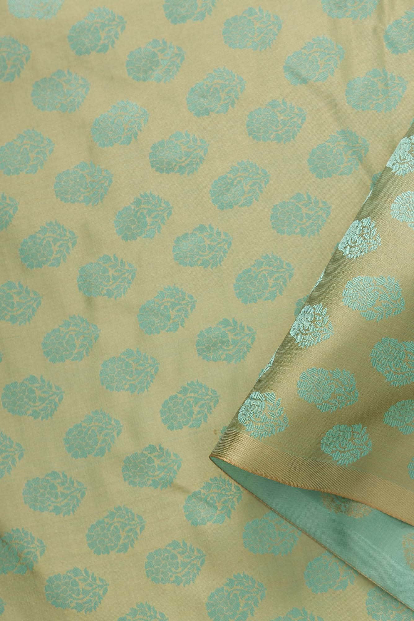 Pista Green Banarasi Silk Dress Material