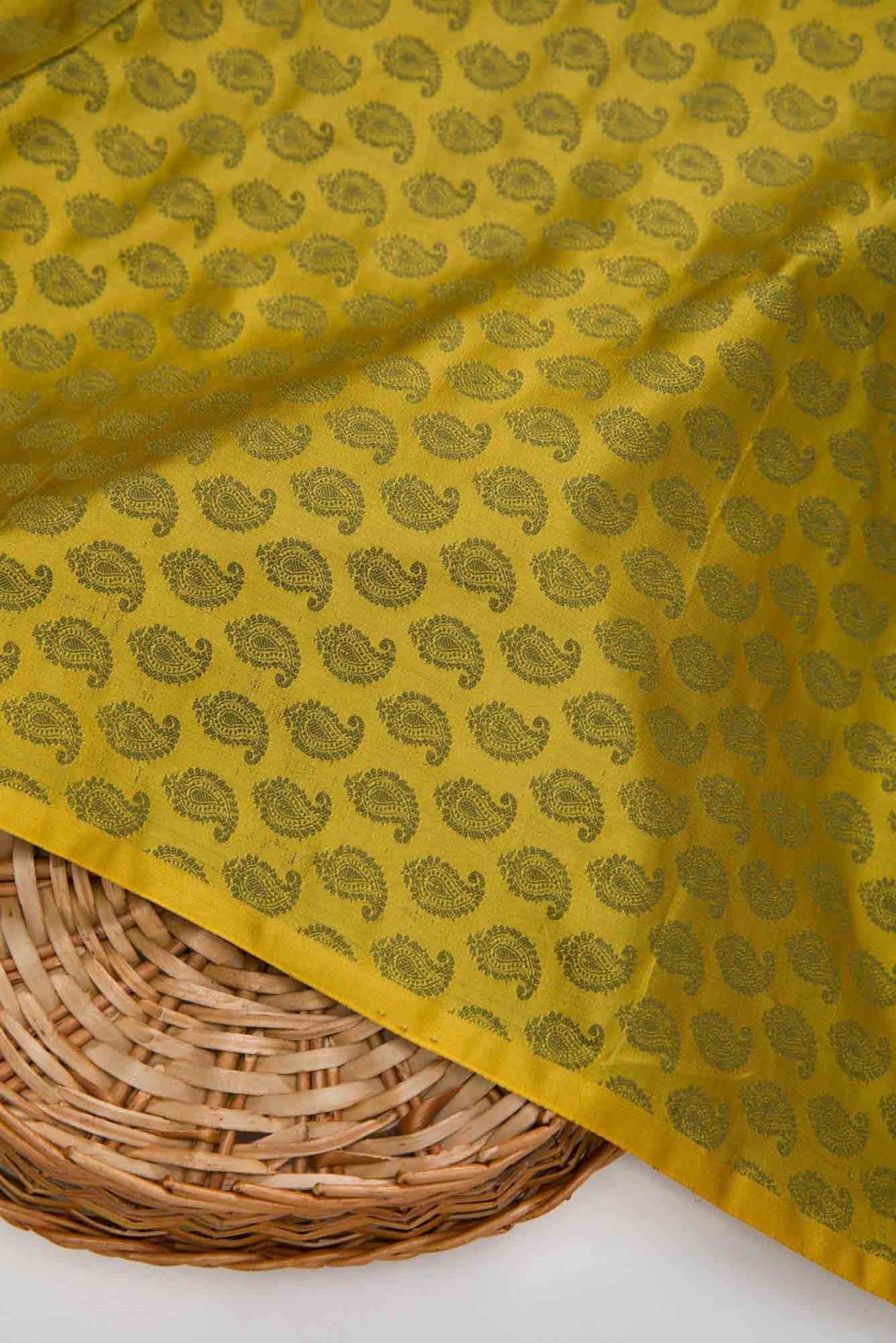 Mehandi Green Banarasi Silk Dress Material