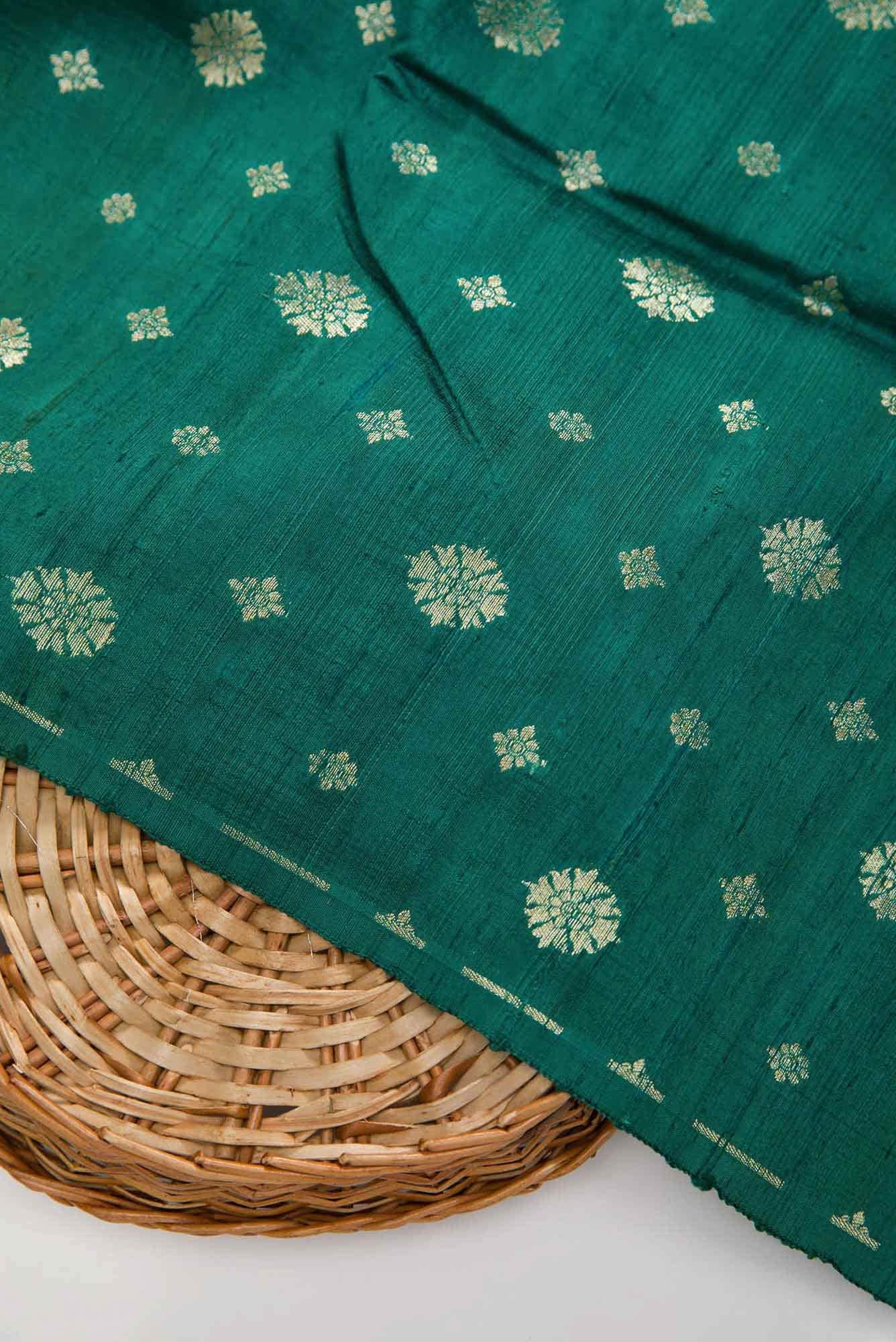 Green Raw Silk Dress Material