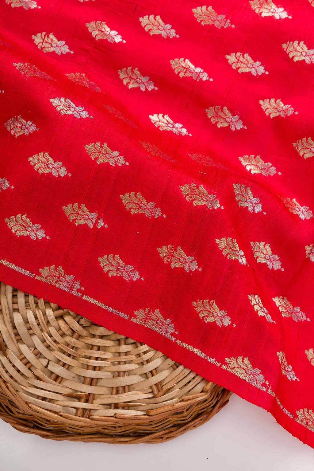 Red Raw Silk Dress Material