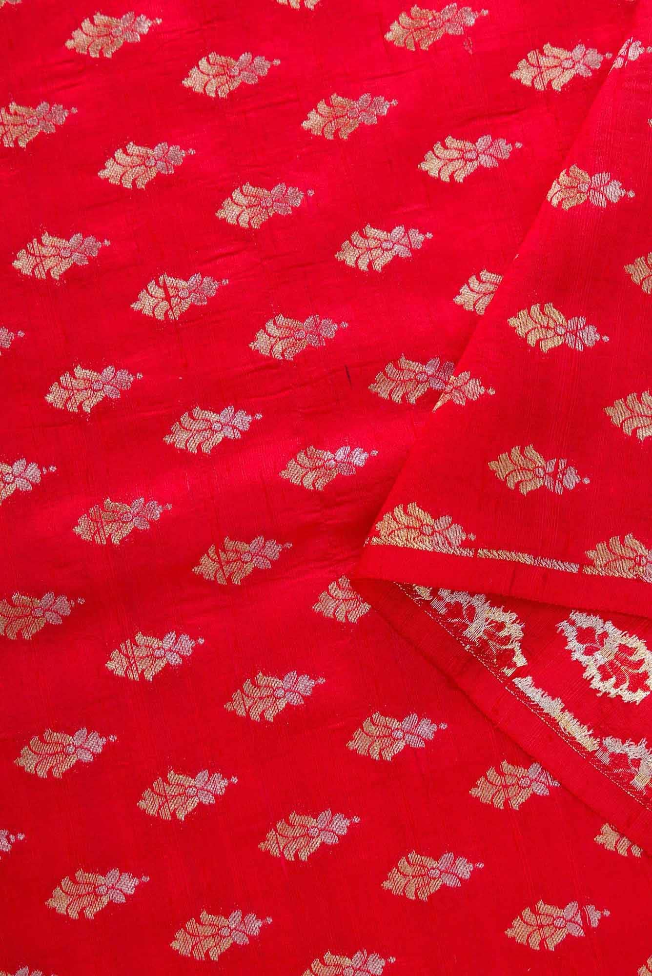 Red Raw Silk Dress Material