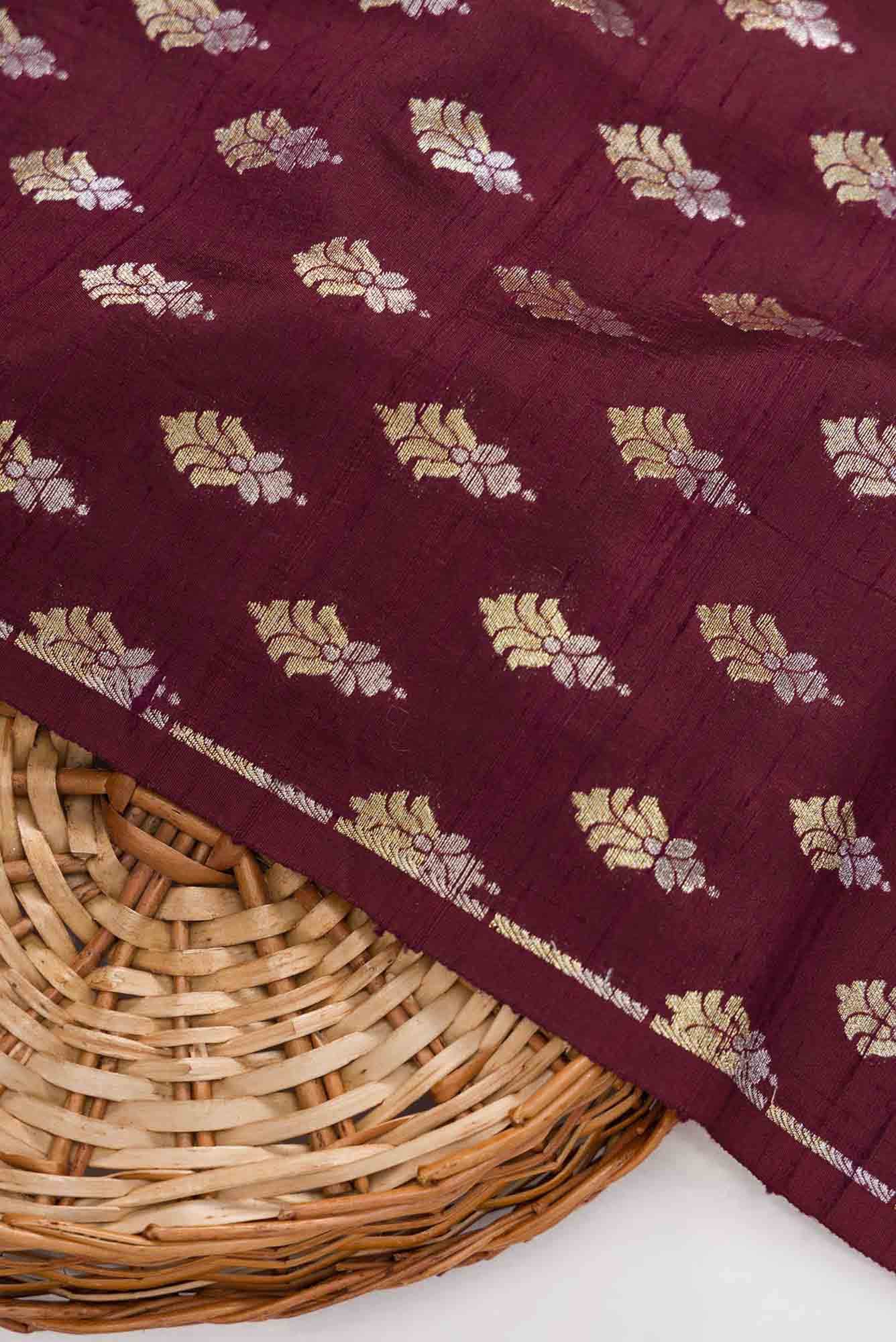 Maroon Raw Silk Dress Material
