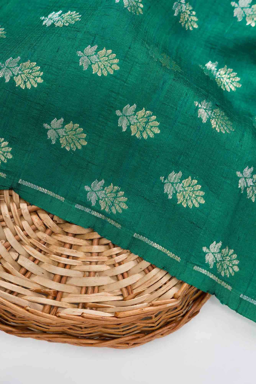 Green Raw Silk Dress Material