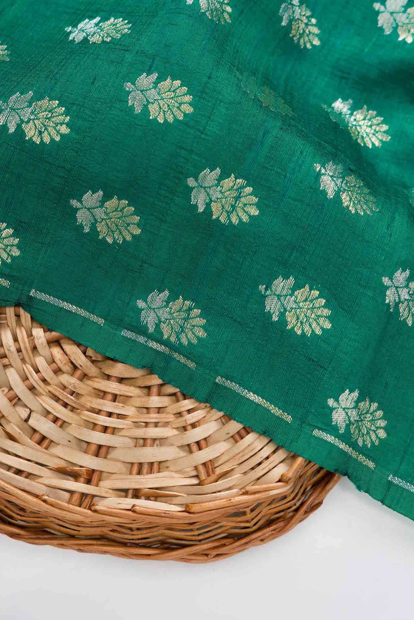 Green Raw Silk Dress Material