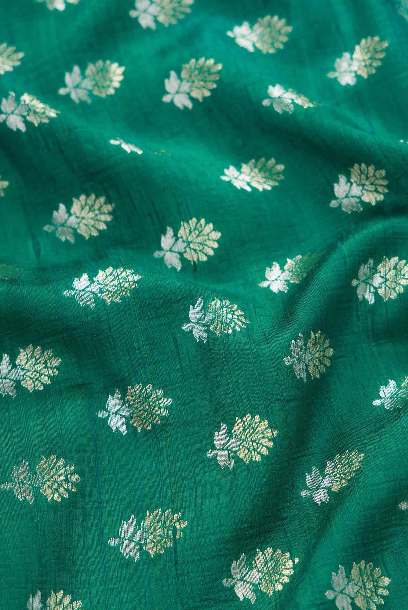 Green Raw Silk Dress Material
