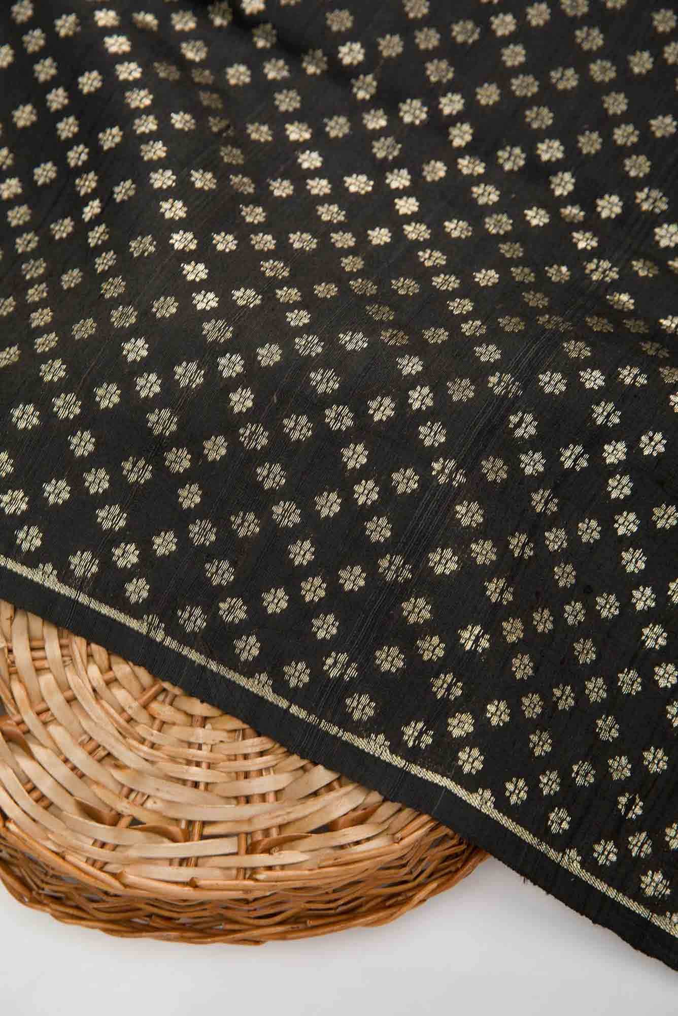 Black Raw Silk Dress Material