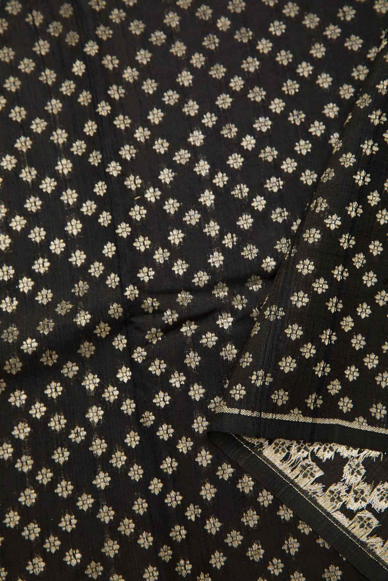 Black Raw Silk Dress Material