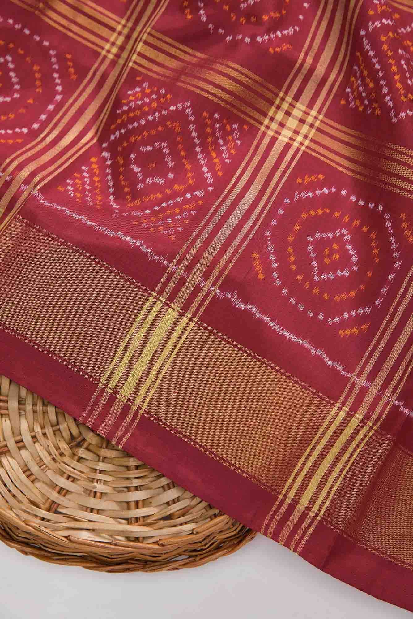 Maroon Double Ikat Dress Material