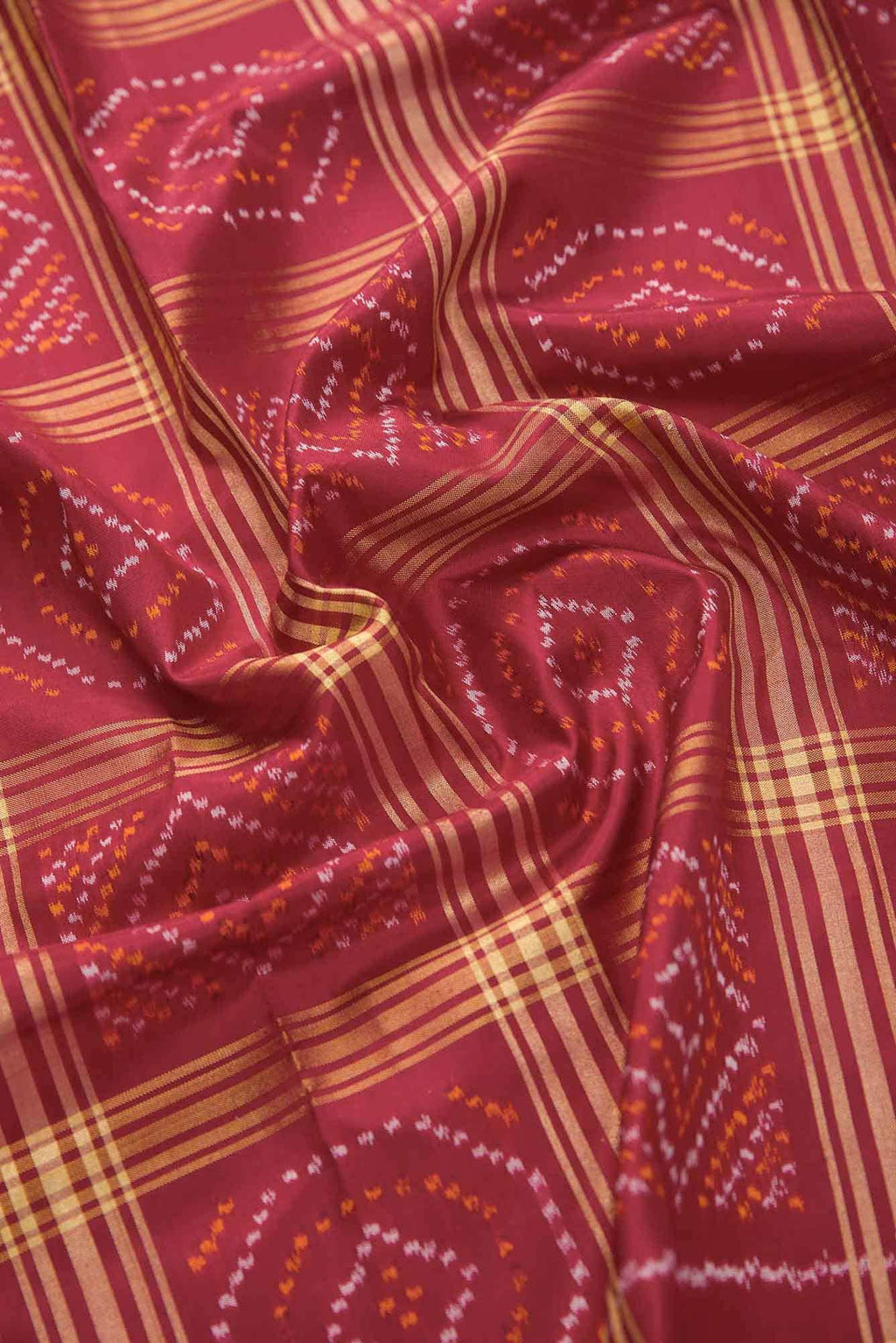 Maroon Double Ikat Dress Material
