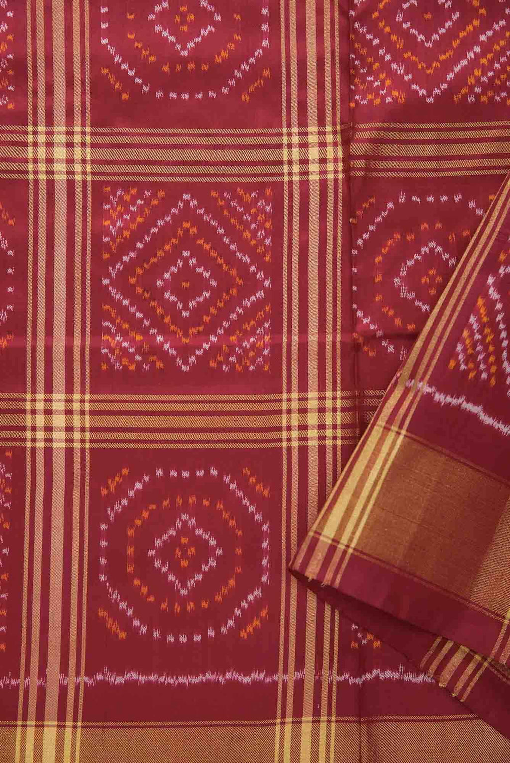 Maroon Double Ikat Dress Material