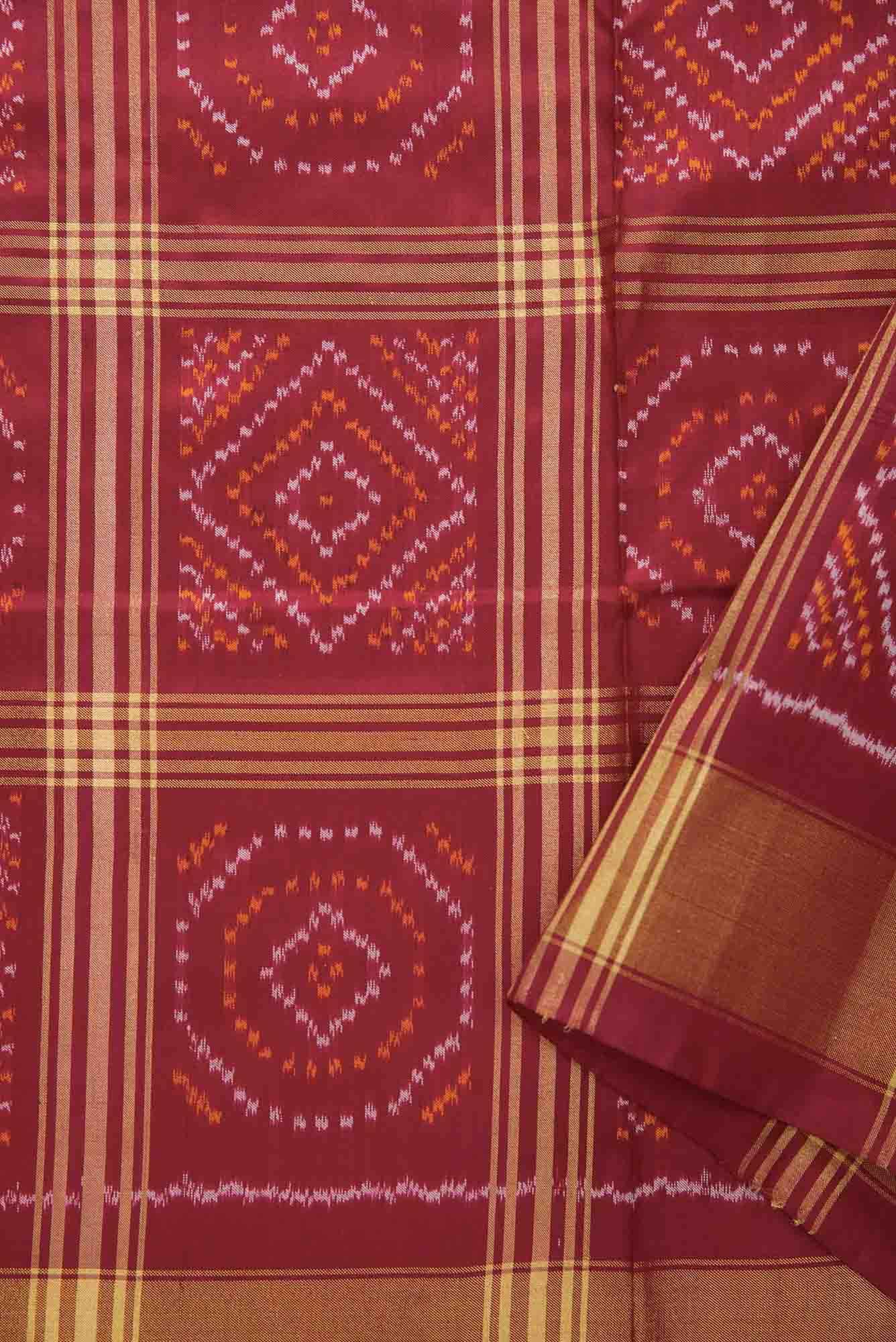 Maroon Double Ikat Dress Material