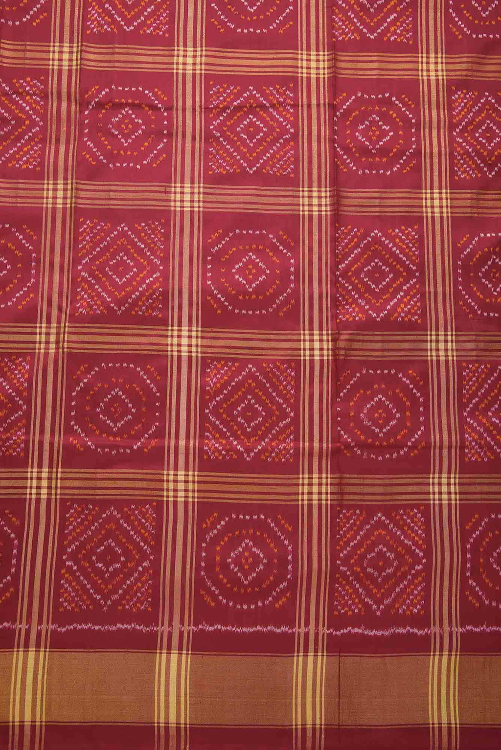 Maroon Double Ikat Dress Material