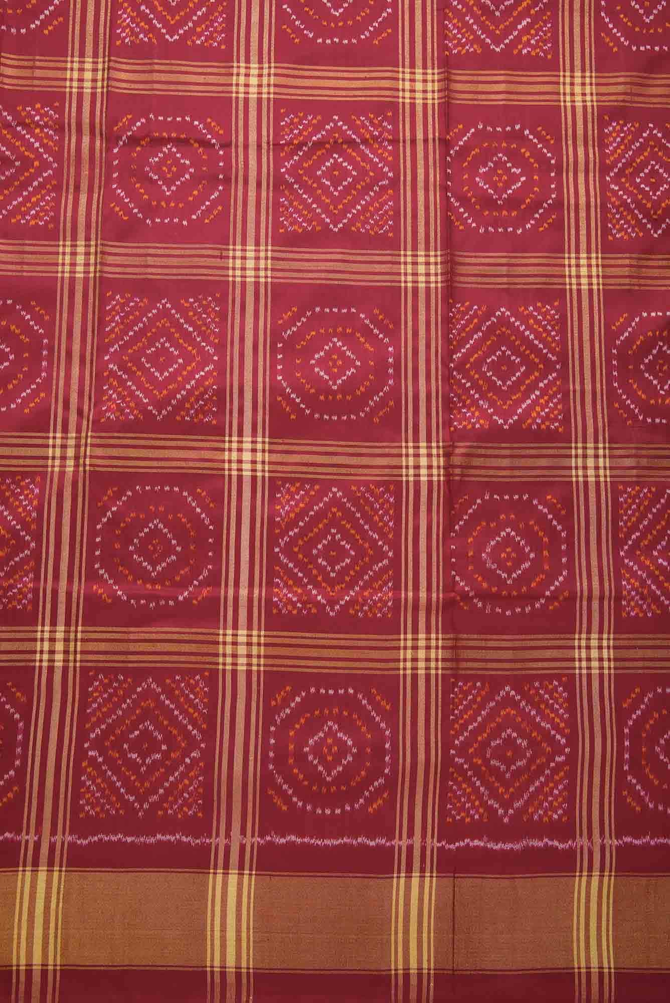 Maroon Double Ikat Dress Material