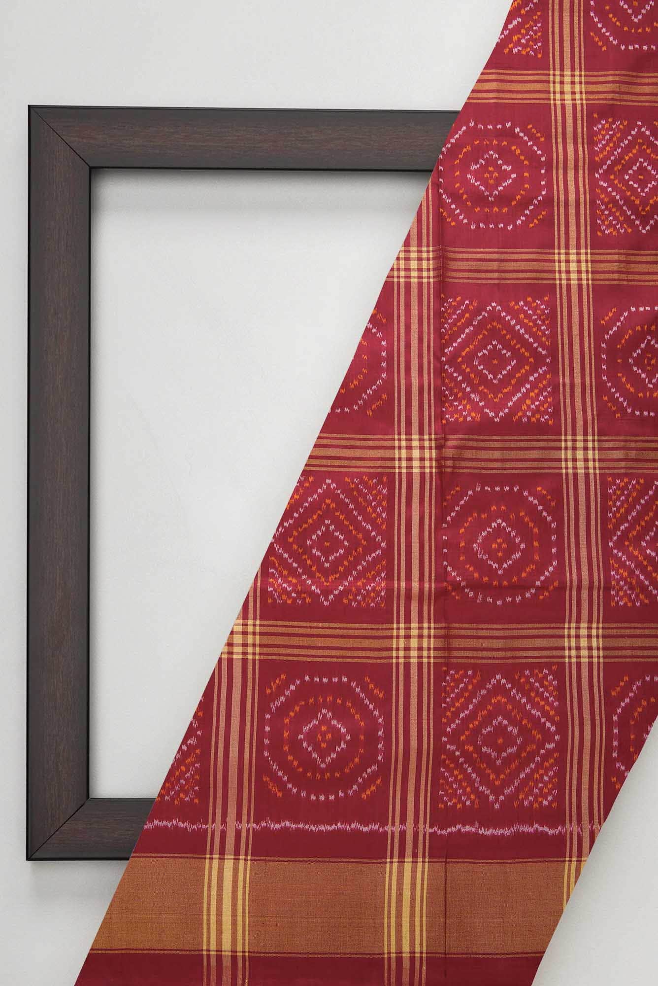 Maroon Double Ikat Dress Material