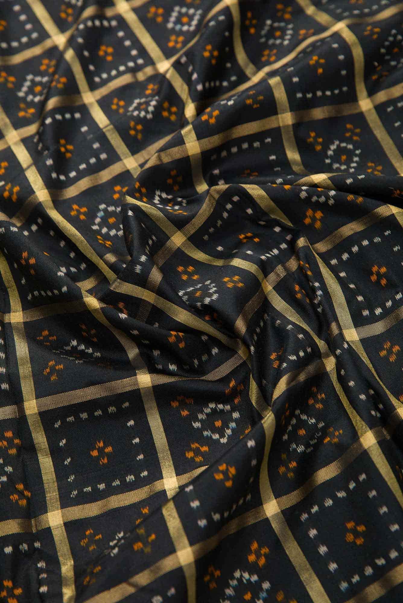 Black Double Ikat Dress Material