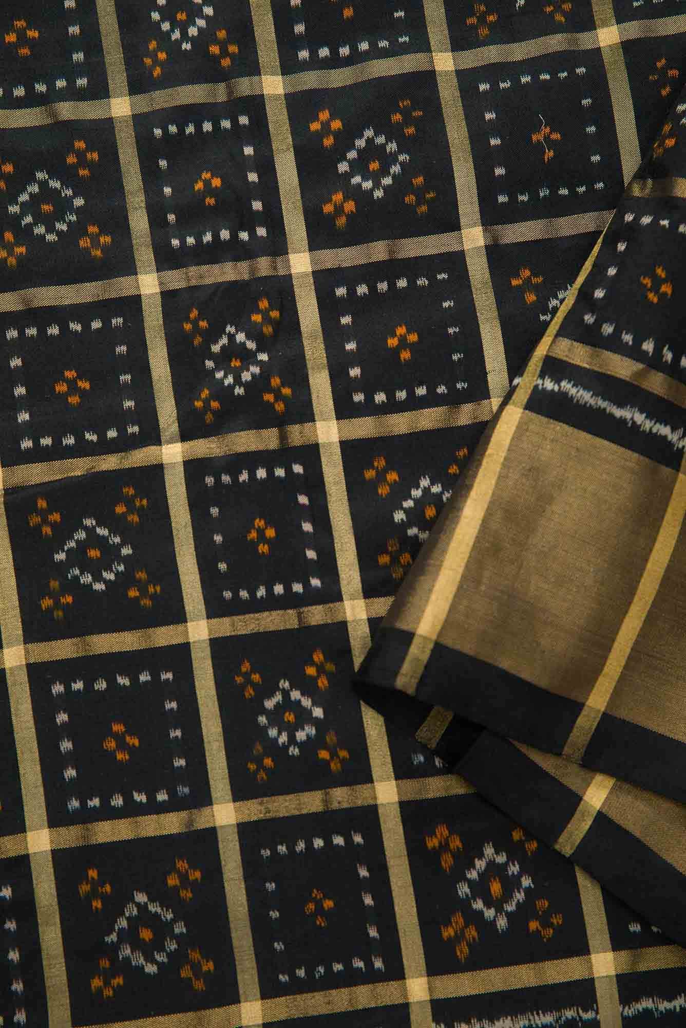 Black Double Ikat Dress Material