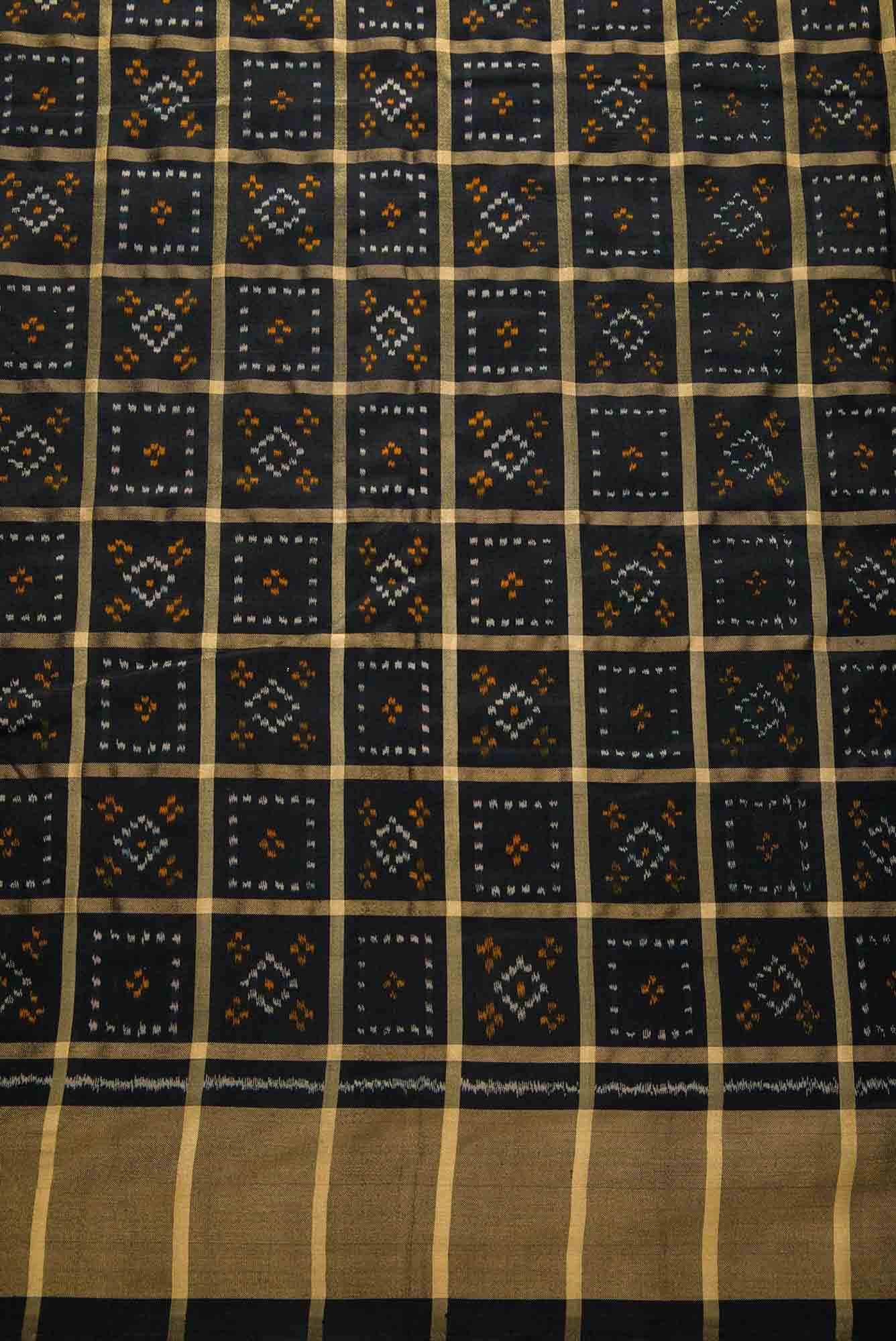 Black Double Ikat Dress Material