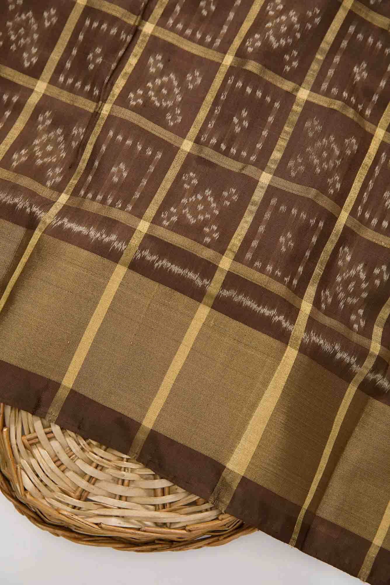 Brown Double Ikat Dress Material