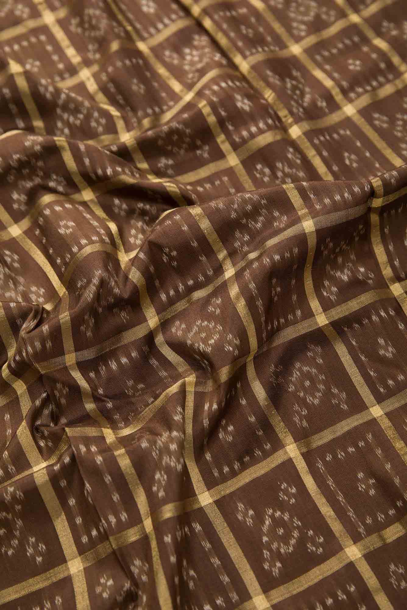 Brown Double Ikat Dress Material