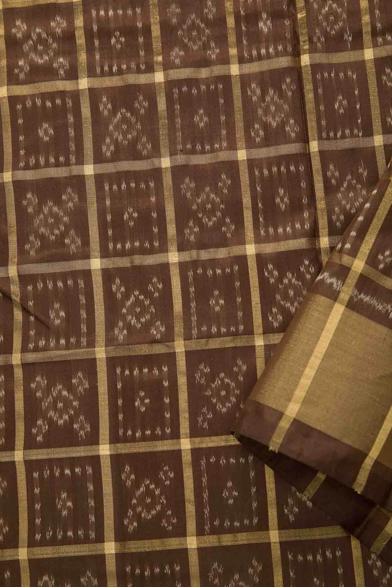 Brown Double Ikat Dress Material