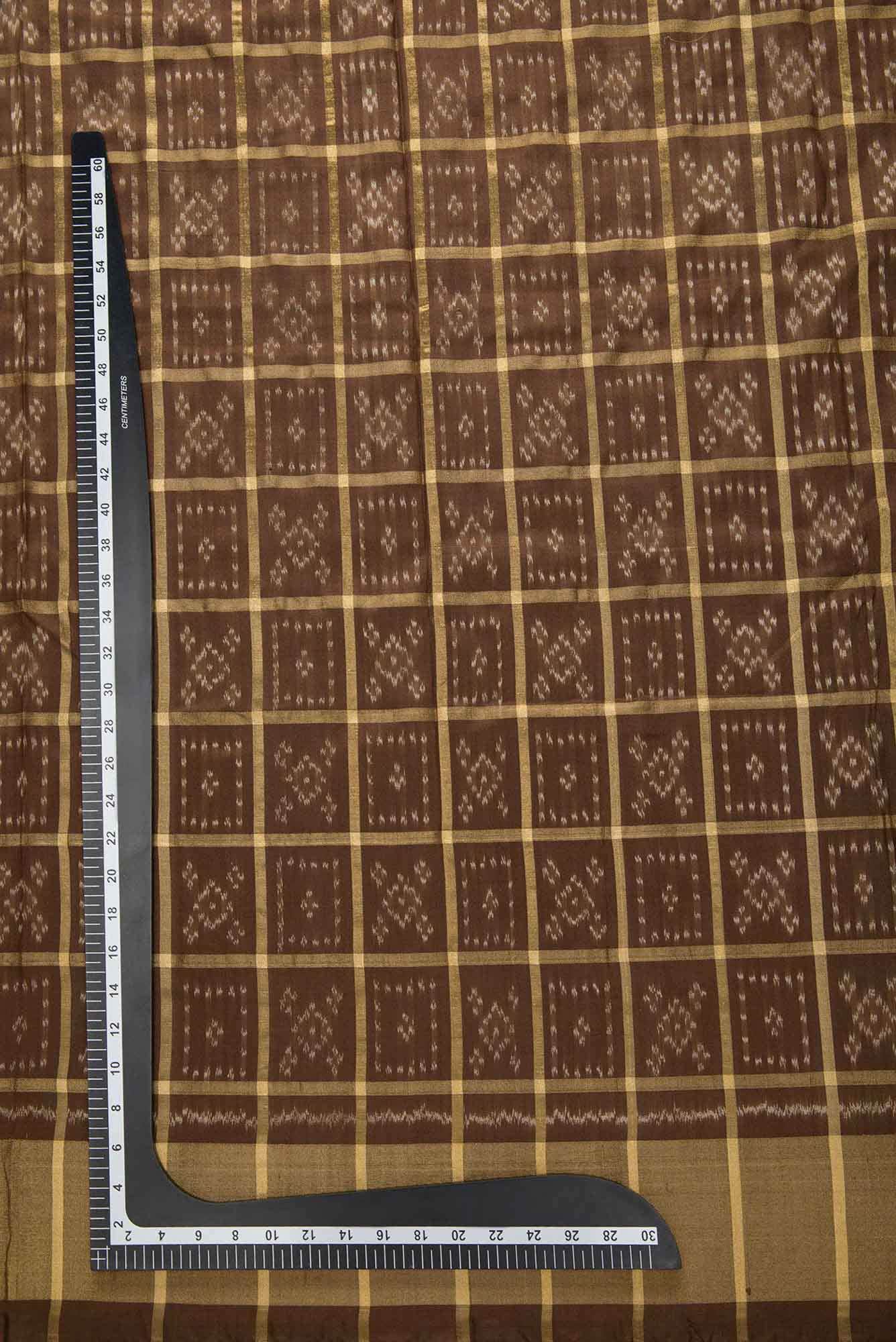 Brown Double Ikat Dress Material