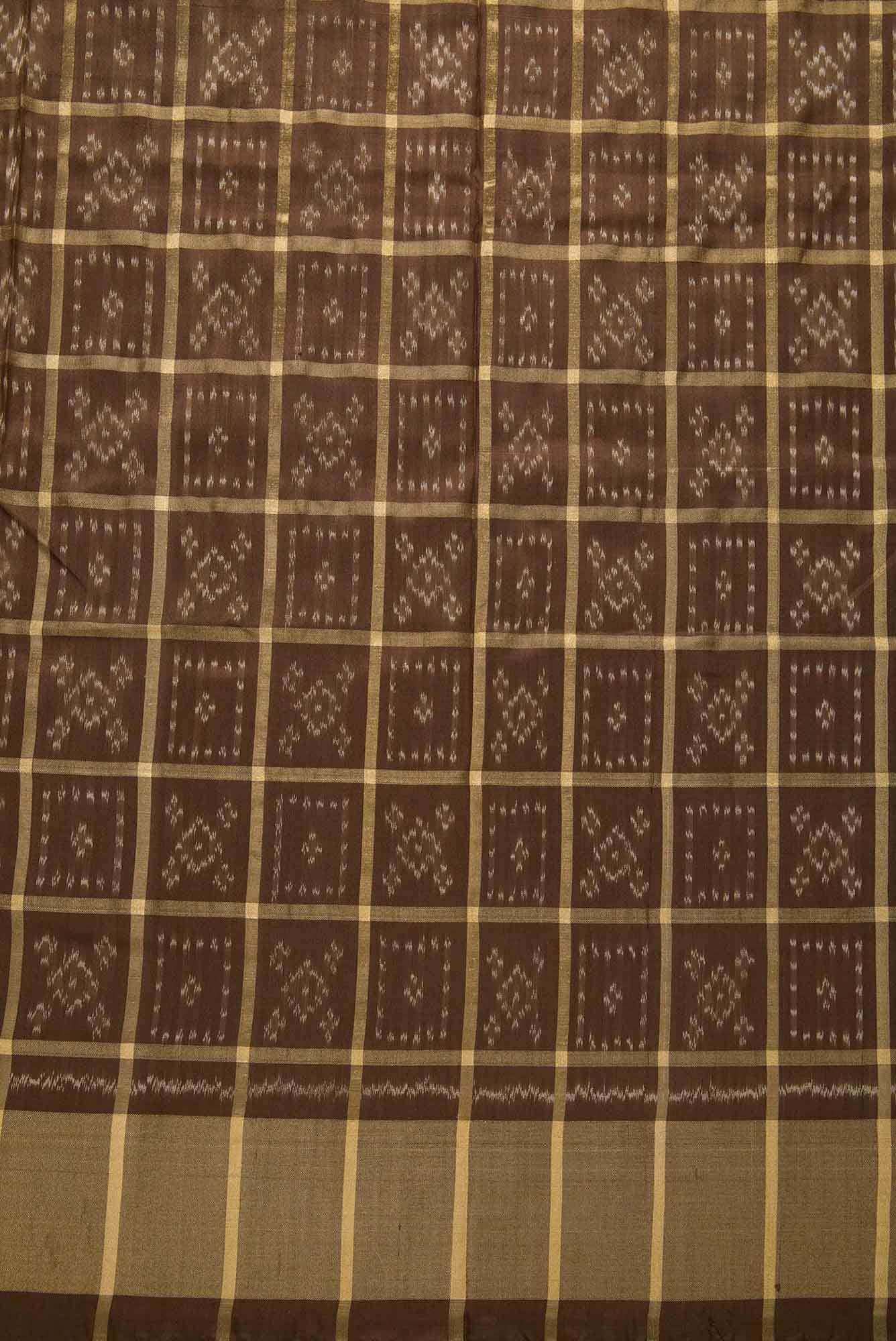 Brown Double Ikat Dress Material
