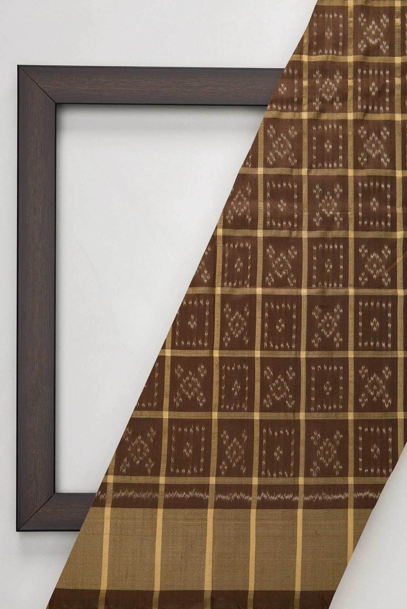 Brown Double Ikat Dress Material