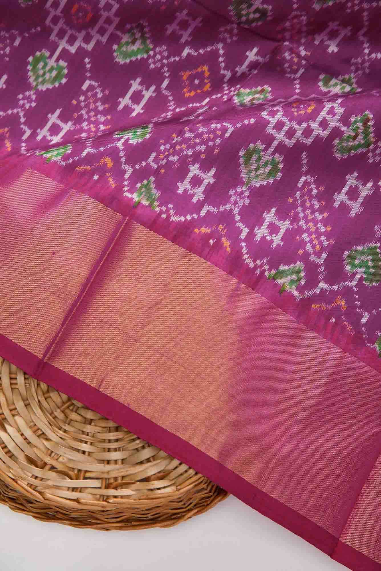 Purple Double Ikat Dress Material