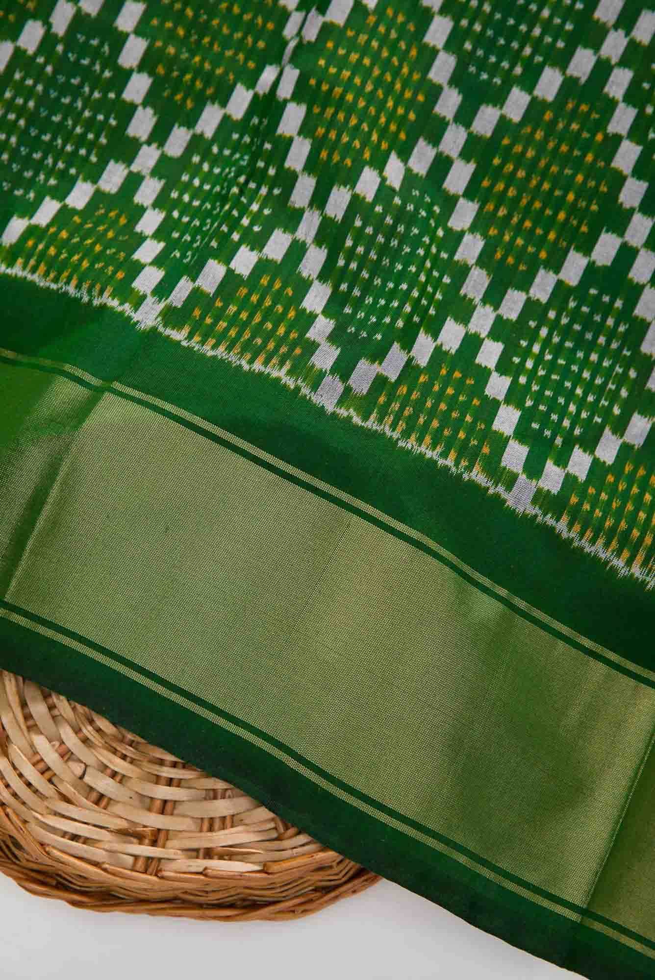 Green Double Ikat Dress Material
