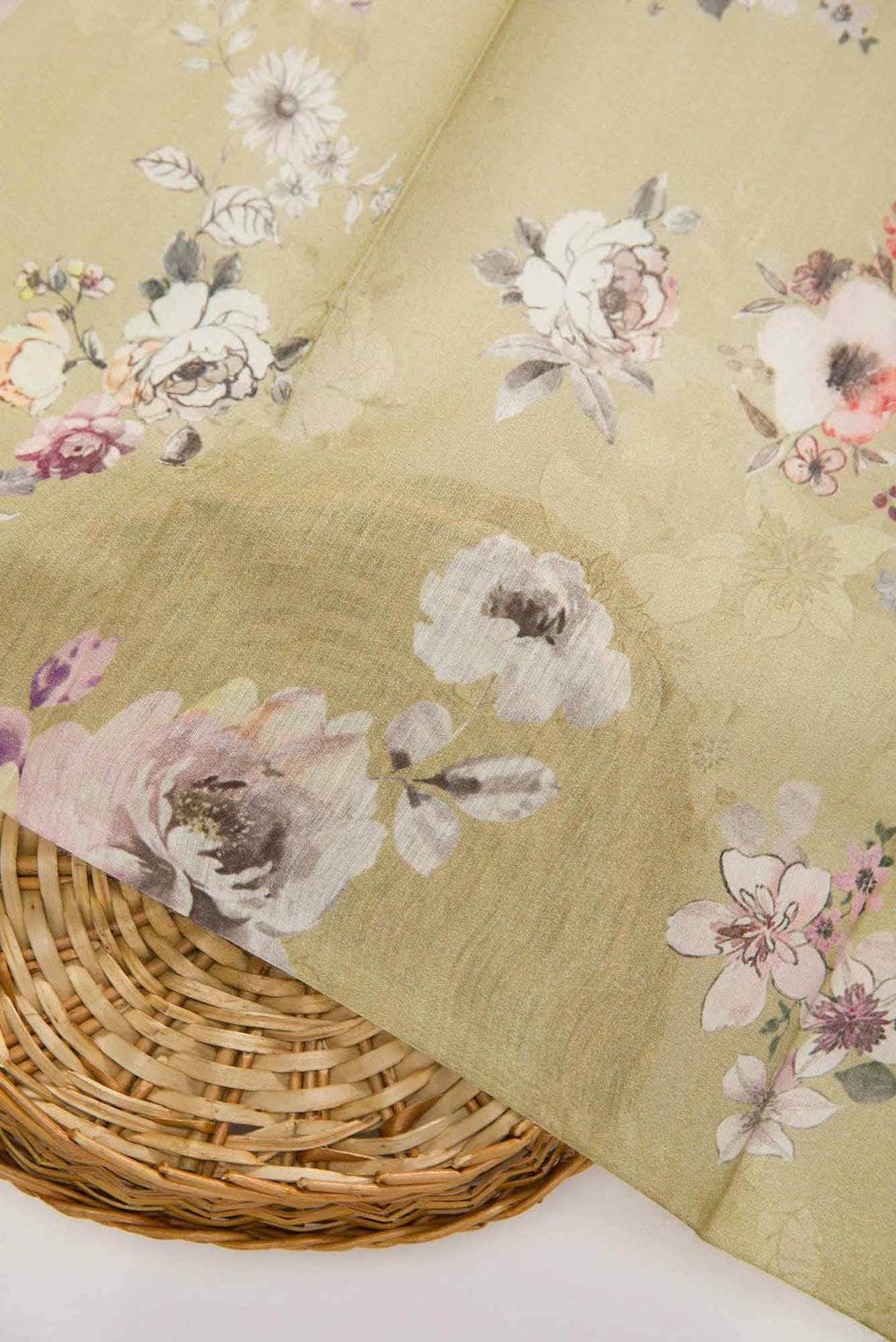 Beige Chanderi Silk Dress Material