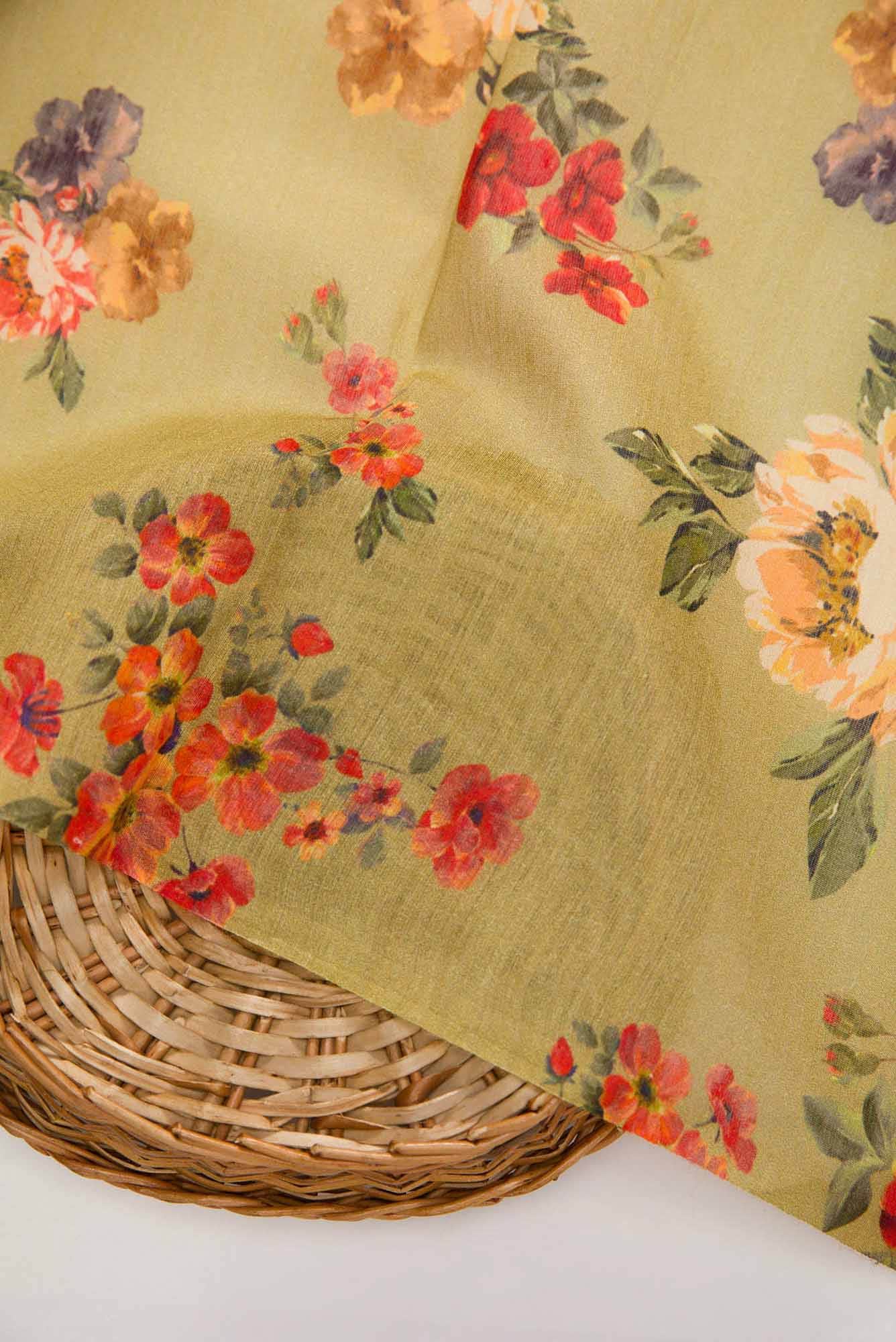 Mustard Chanderi Silk Dress Material