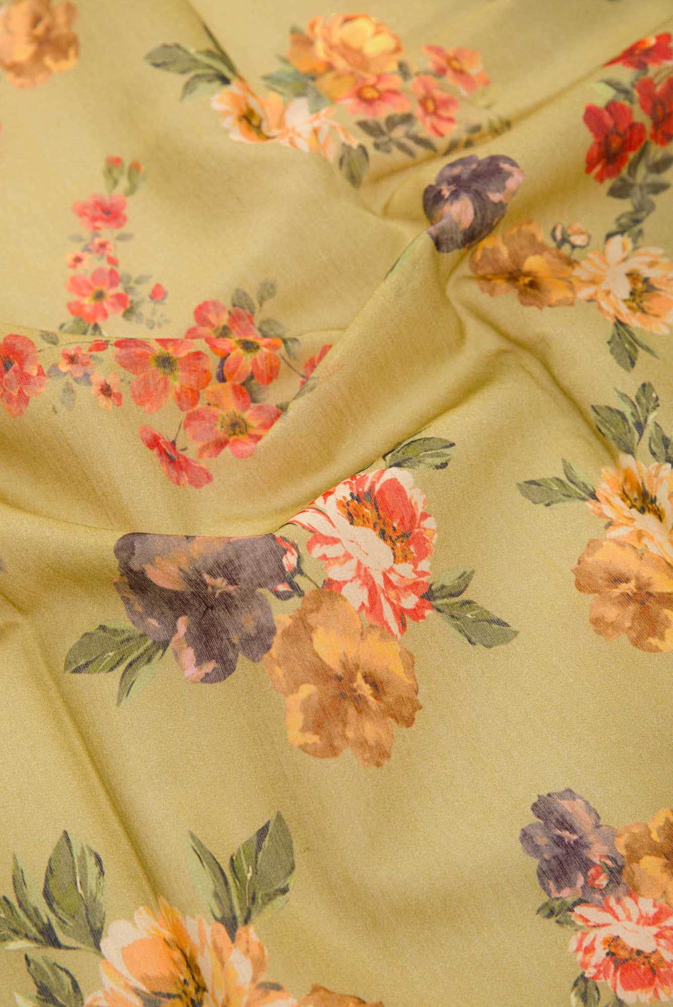 Mustard Chanderi Silk Dress Material