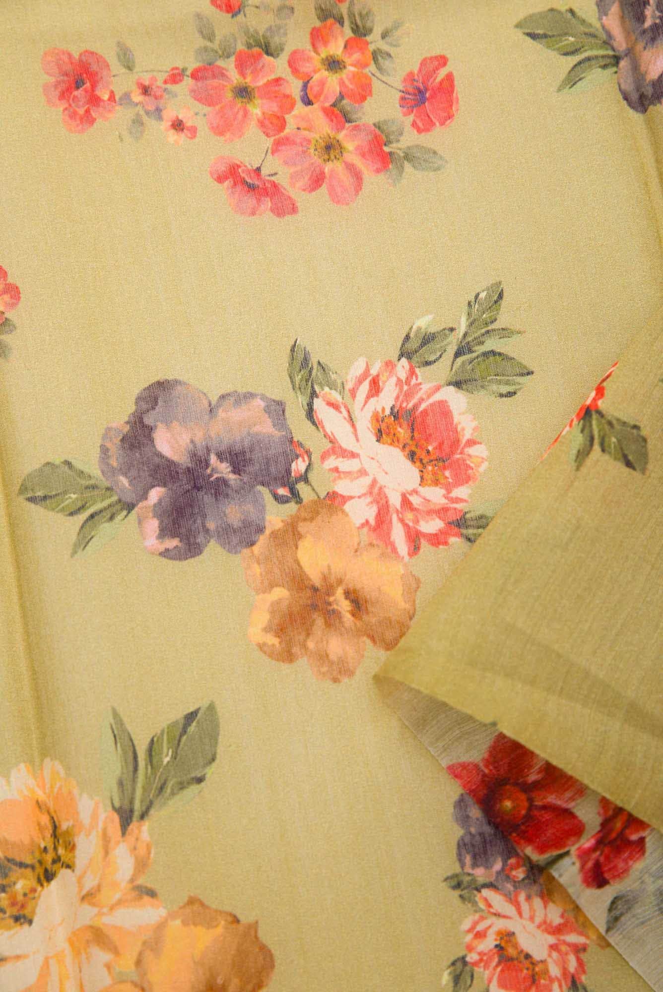 Mustard Chanderi Silk Dress Material