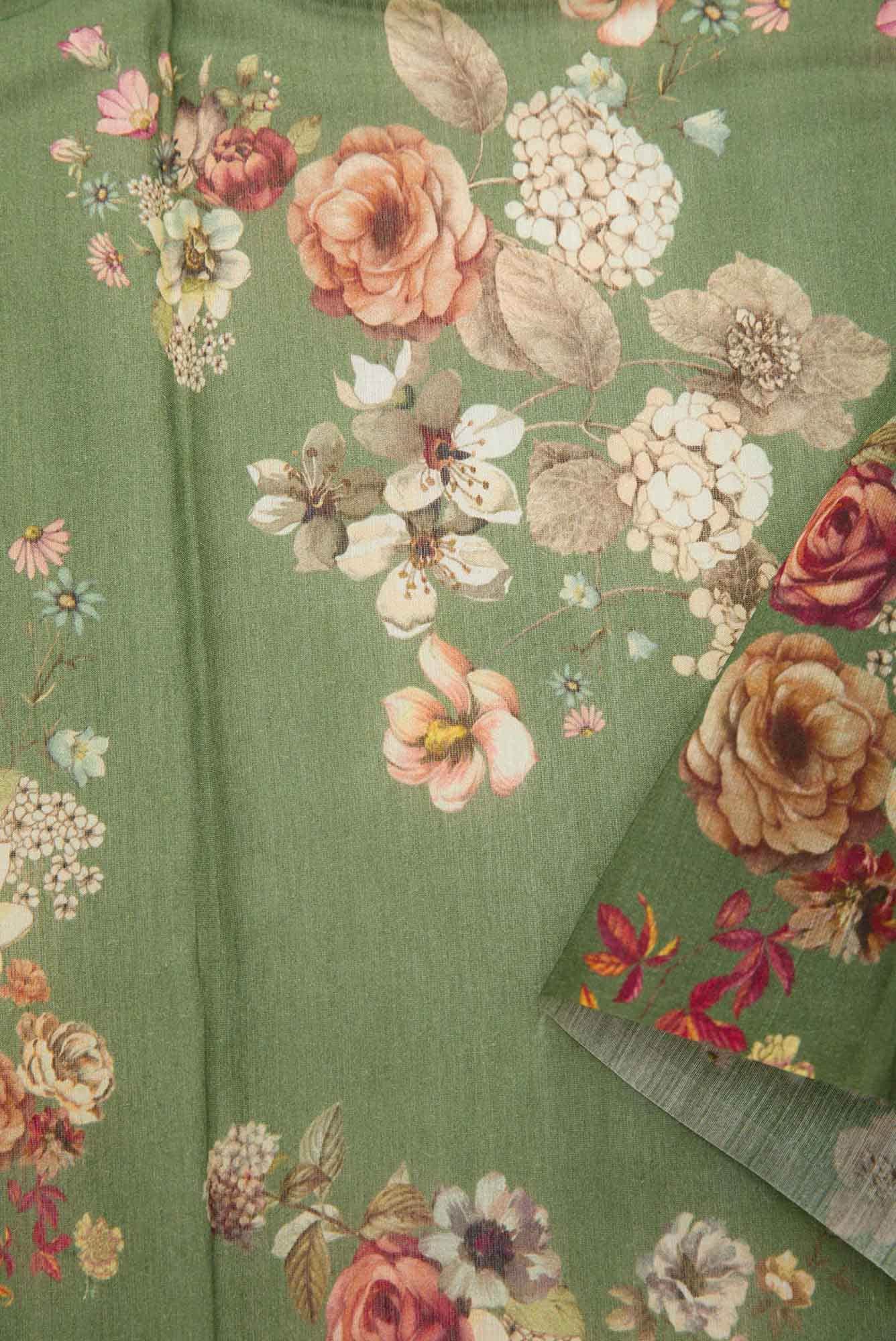 Green Chanderi Silk Dress Material