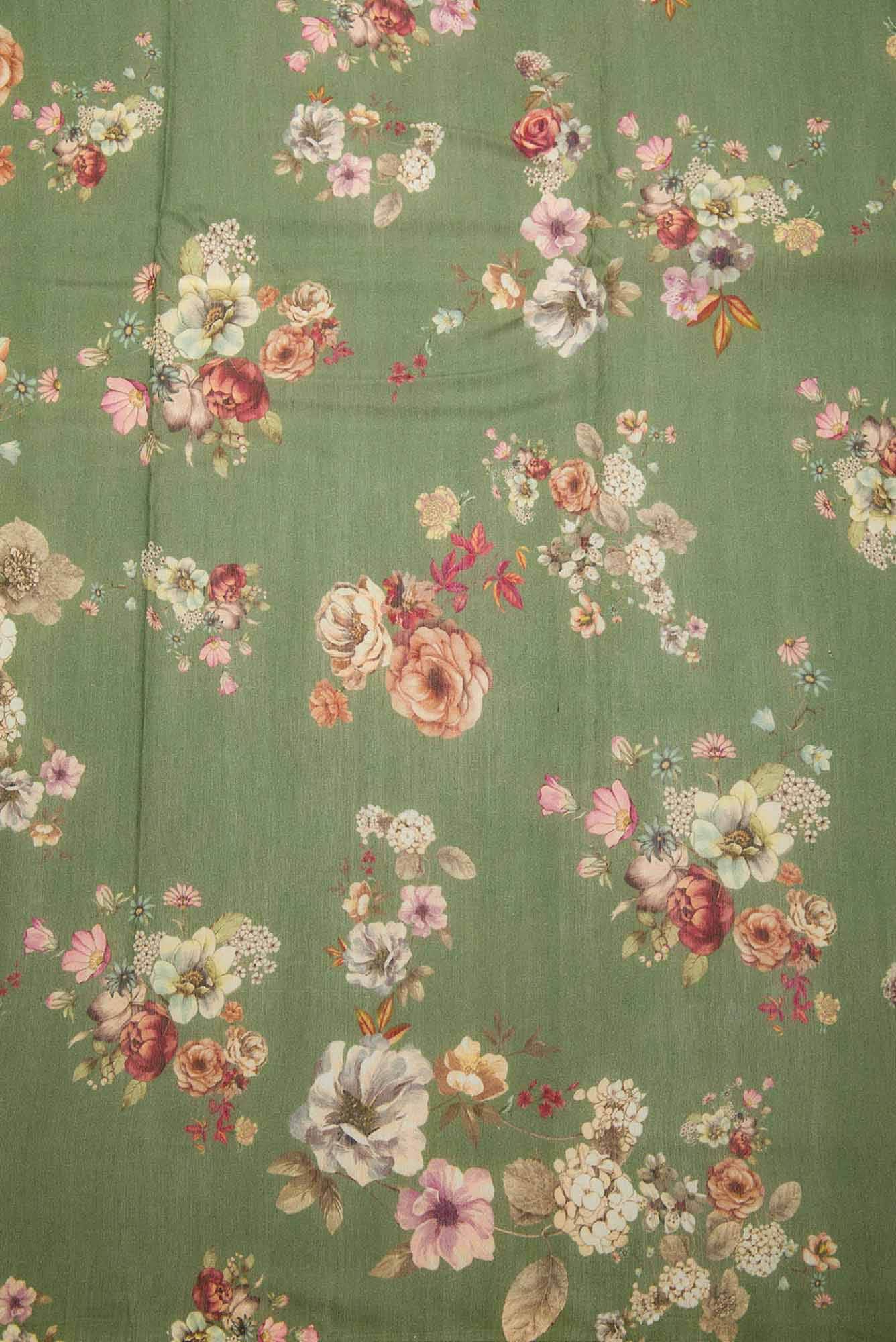 Green Chanderi Silk Dress Material